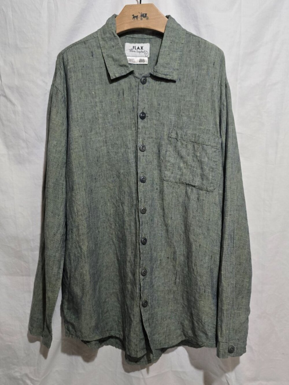 FLAX by Jeanne Englehart 100% Linen LS BF - Green - PETITE